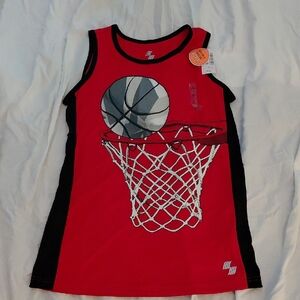 Place Red Basketball Tank Top with Black Trim
